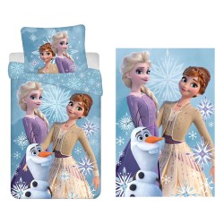 Disney Frozen White Snowflake children\'s duvet cover and fleece blanket set