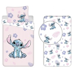 Parure de lit et drap-housse rose Disney Lilo et Stitch