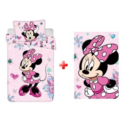 Parure de lit et couverture polaire pour enfants Disney Minnie Flowers