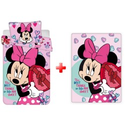 Parure de lit et couverture polaire pour enfants Disney Minnie Sweets