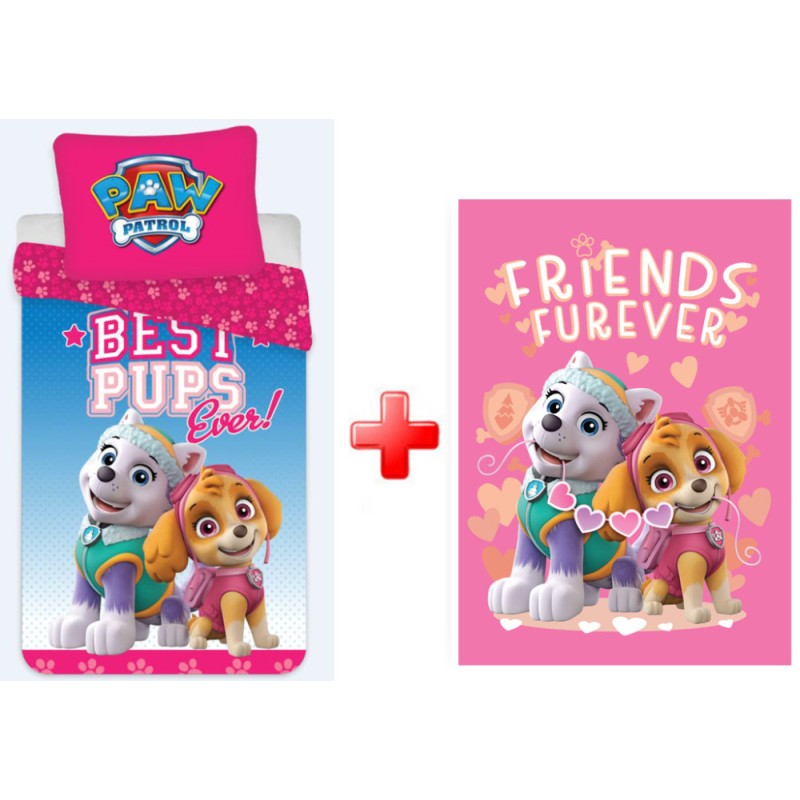 Parure de lit et couverture polaire pour enfants Paw Patrol Best Girls Ever