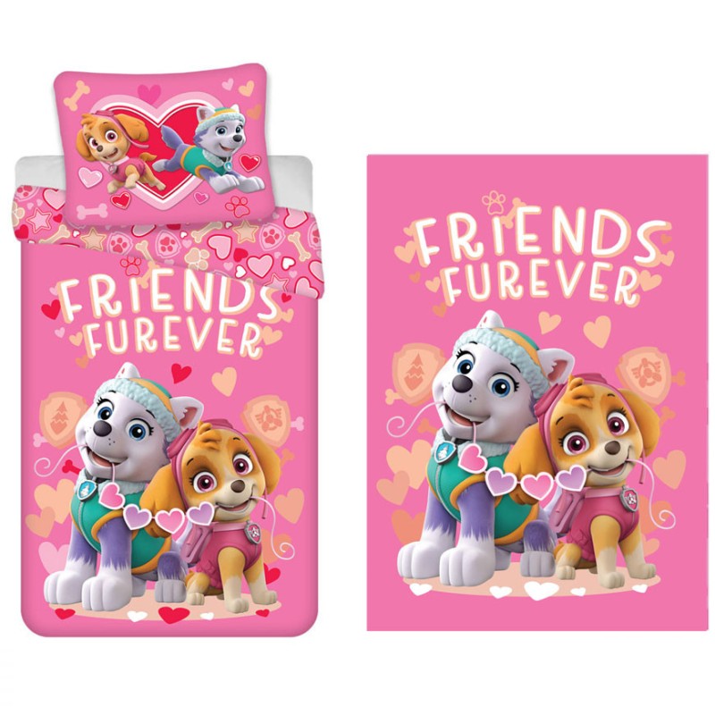 Paw Patrol Friends Furever children\'s duvet cover and fleece blanket set