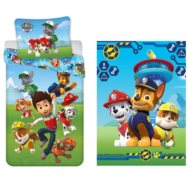 Parure de lit et couverture polaire pour enfants Paw Patrol Squad