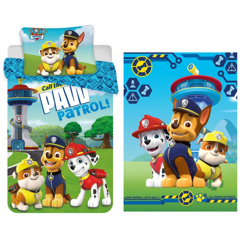 Parure de lit et couverture polaire pour enfants Paw Patrol Tower Tower