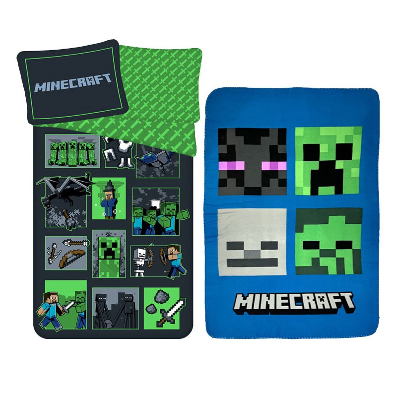 Ensemble de literie et de couverture polaire Minecraft