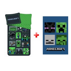 Parure de lit Ensemble housse de couette et couverture polaire Minecraft