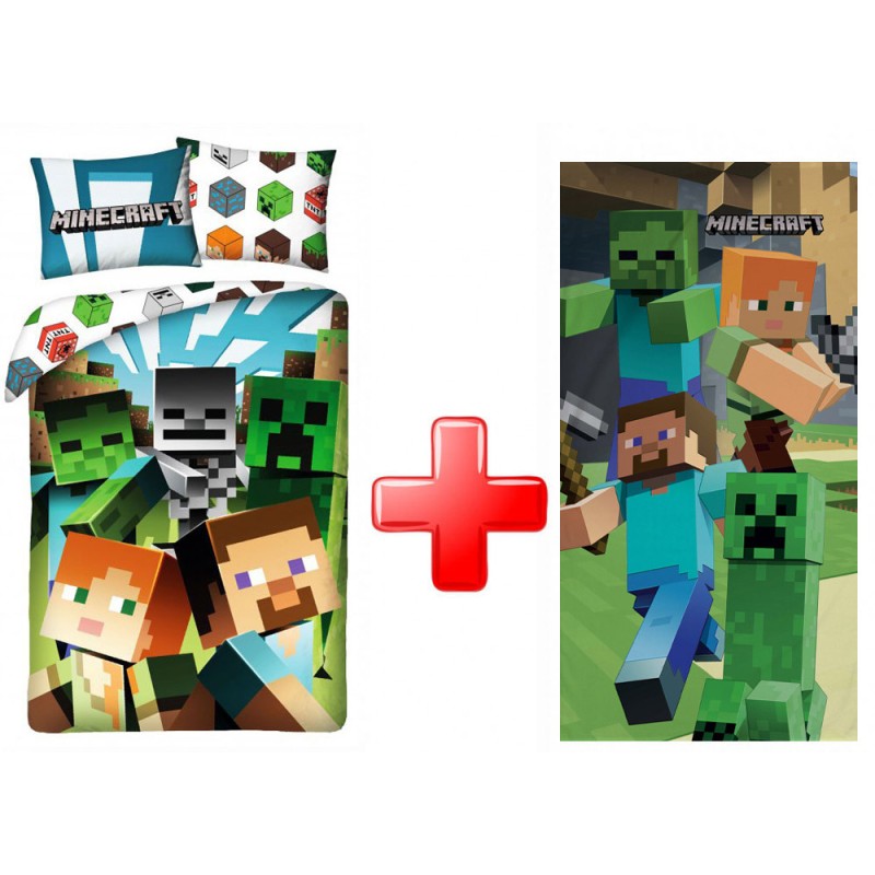 Minecraft bedding and towel set