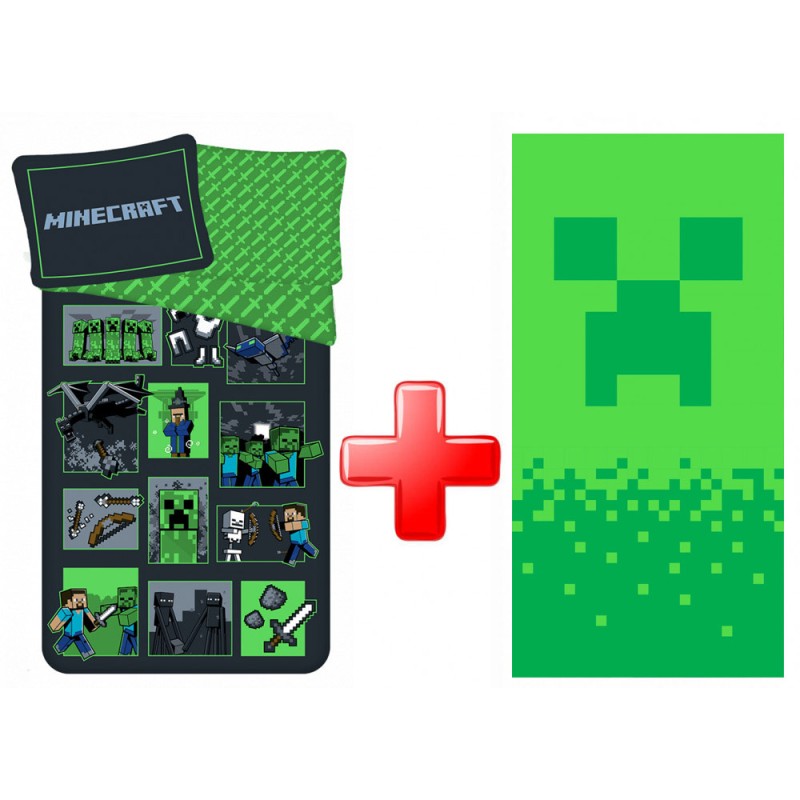 Minecraft bedding and towel set