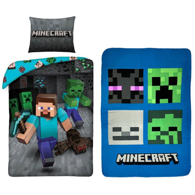 Minecraft Miner Bedding Cover and Polar Blanket Set