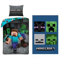 Minecraft Miner Bedding Cover and Polar Blanket Set