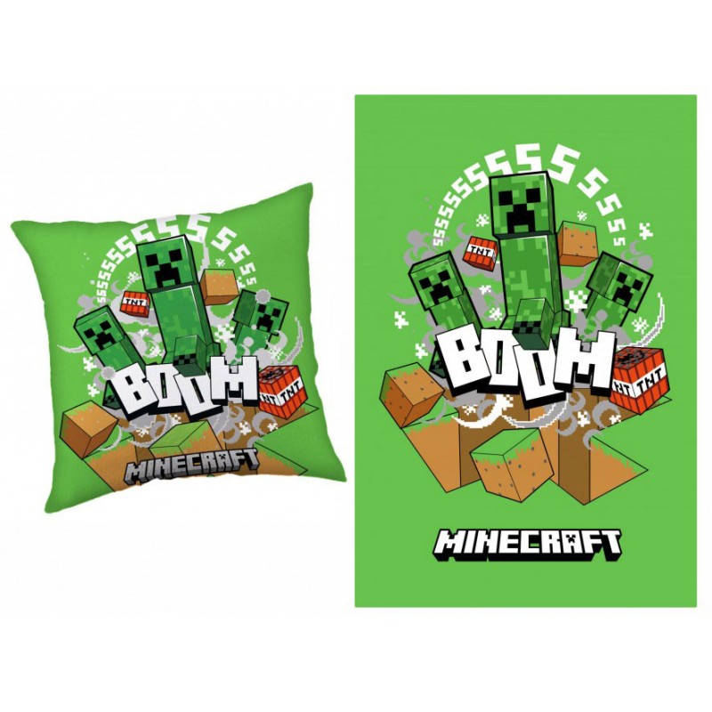 Minecraft cushion and blanket set