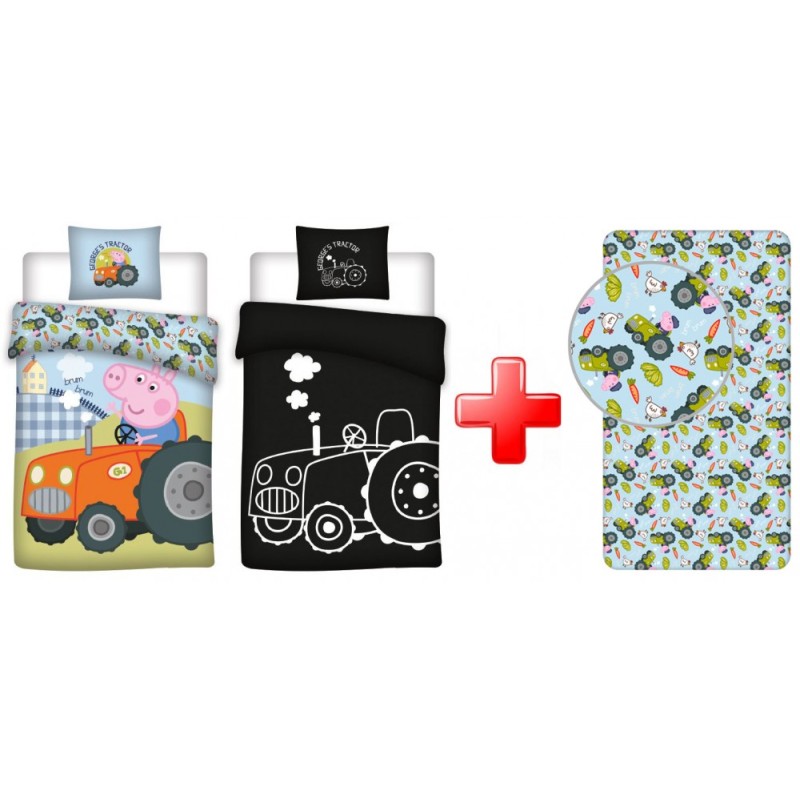 Ensemble housse de couette et drap-housse phosphorescent Peppa Pig