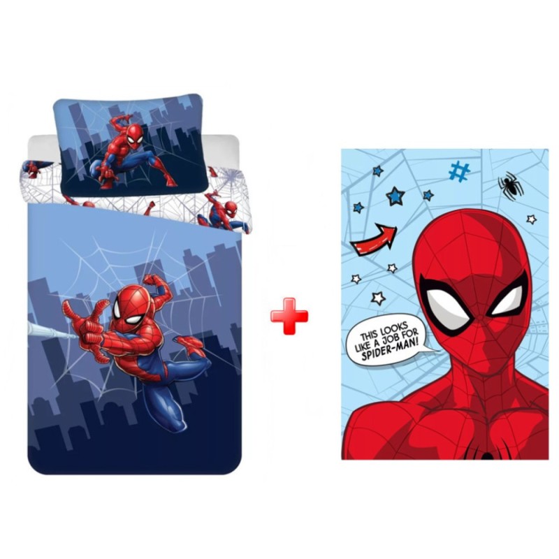 Parure de lit pour enfants Spiderman Cobweb avec couverture polaire