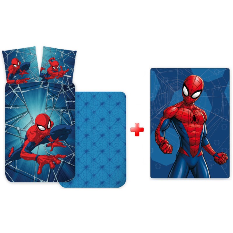 Parure de lit et couverture polaire Spiderman Dynamic pour enfants