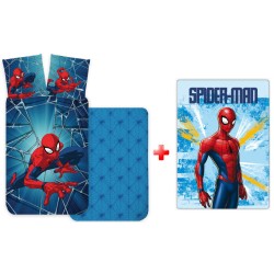 Parure de lit et couverture polaire Spiderman Light pour enfants