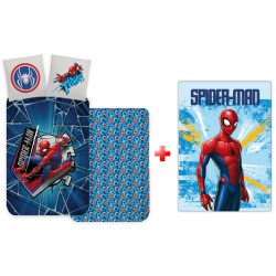 Parure de lit et couverture polaire Spiderman Light pour enfants