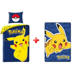 Parure de lit et couverture polaire Pokémon Joyful Pikachu