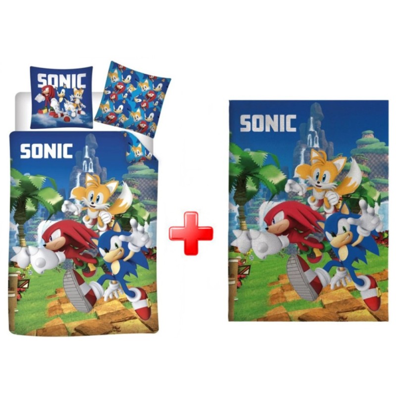 Parure de lit et couverture polaire pour enfants Sonic the Hedgehog Speedy Dreams Sonic the Hedgehog