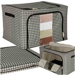 Organisateur de literie pour vêtements housse de sac de garde-robe avec cadre blanc noir 66L
