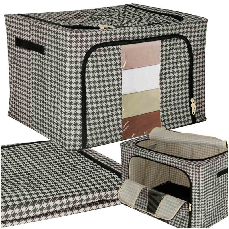 Organisateur de literie pour vêtements housse de sac de garde-robe avec cadre blanc noir 66L
