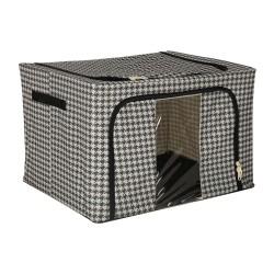 Organisateur de literie pour vêtements housse de sac de garde-robe avec cadre blanc noir 66L
