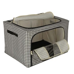 Organisateur de literie pour vêtements housse de sac de garde-robe avec cadre blanc noir 66L
