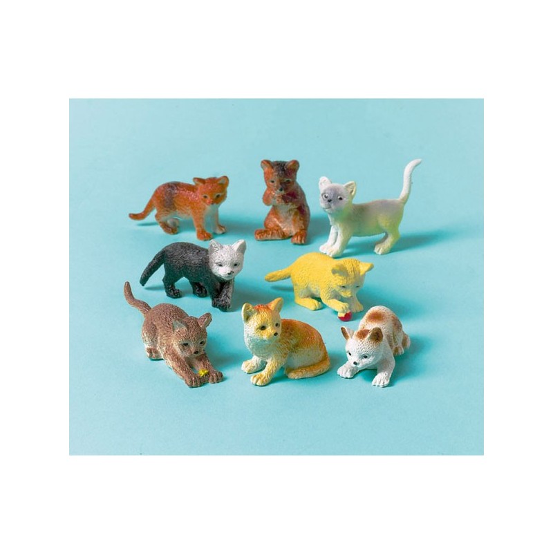 Lot de 12 figurines en plastique de chat