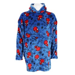 Couverture polaire en peluche Spiderman Blue pour adulte, poncho