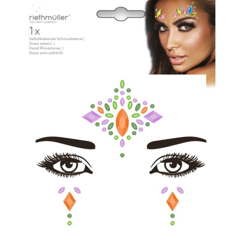 Party Face Tattoo with Self-Adhesive Rhinestones