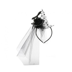 Halloween Veil Silver Headband with Veil