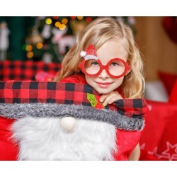 Christmas Red i glass with small Santa hat