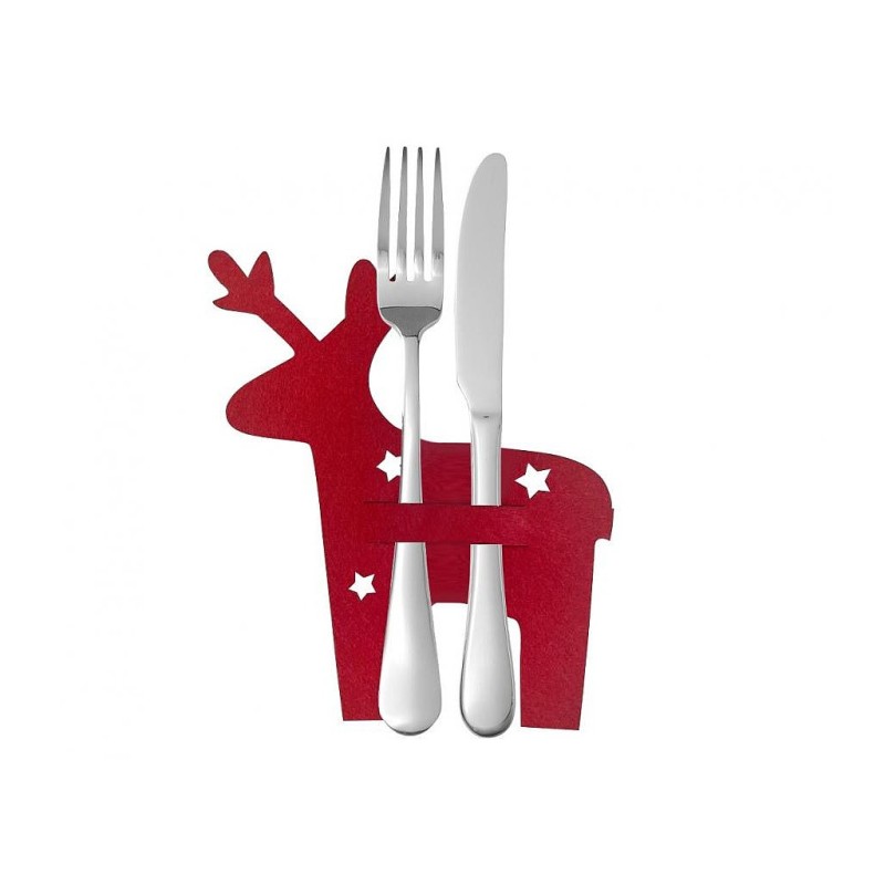 Christmas Red Reindeer Cutlery Holder 4 pcs