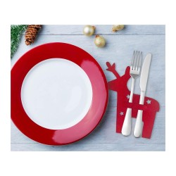 Christmas Red Reindeer Cutlery Holder 4 pcs