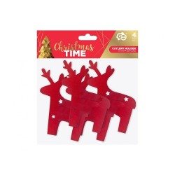 Christmas Red Reindeer Cutlery Holder 4 pcs