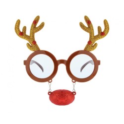 Renne de Noël, lunettes de cerf avec nez rouge