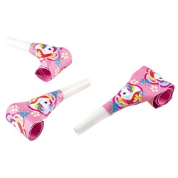 Unicorn Pink party blower trumpet set of 8