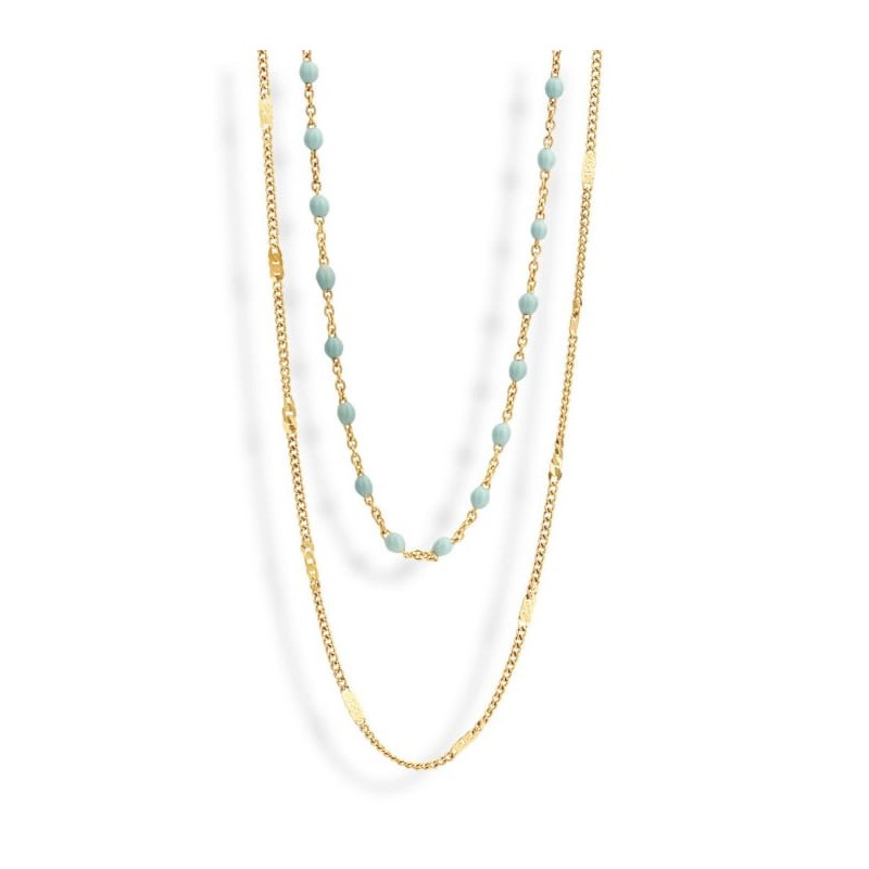 Victoria Gold-Colored Blue Beaded Necklace