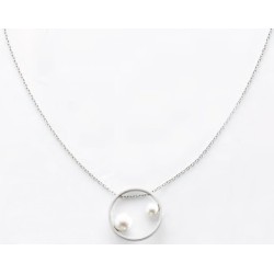 Victoria Silver-colored white pearl necklace