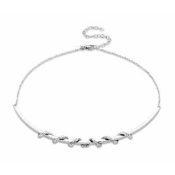 Victoria Silver-colored spiral necklace with white stones