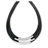 Victoria Silver-colored black leather necklace