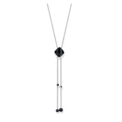 Victoria Silver-colored black stone necklace