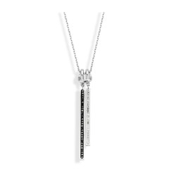 Victoria Silver-colored black, white stone necklace