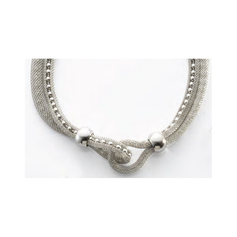 Victoria Thick Silver Mesh Necklace