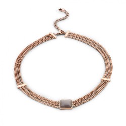 Collier Victoria couleur or rose avec pierres marron