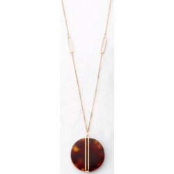 Collier Victoria en or rose avec motif marron