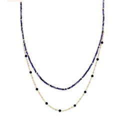 Victoria Rose gold colored blue beaded necklace