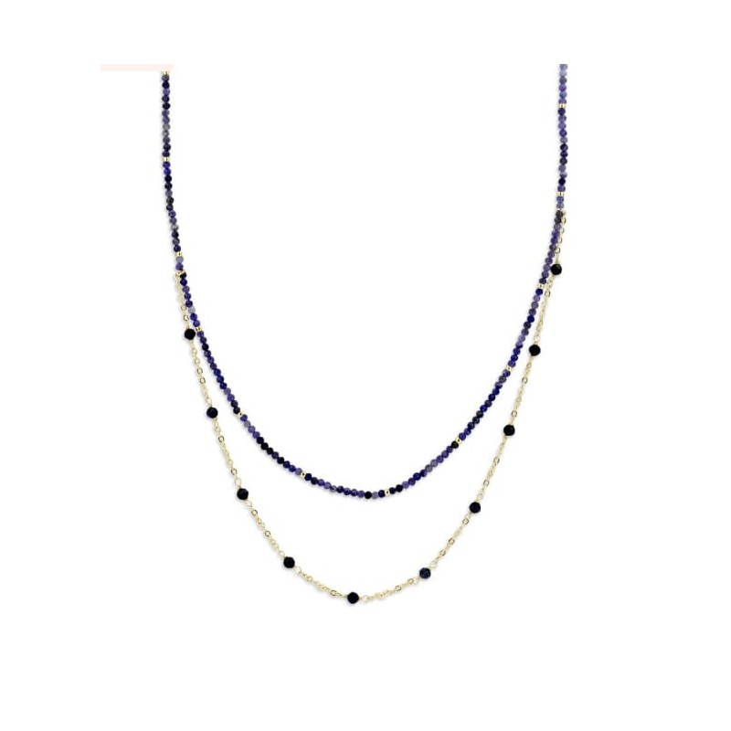 Collier de perles bleues couleur or rose Victoria