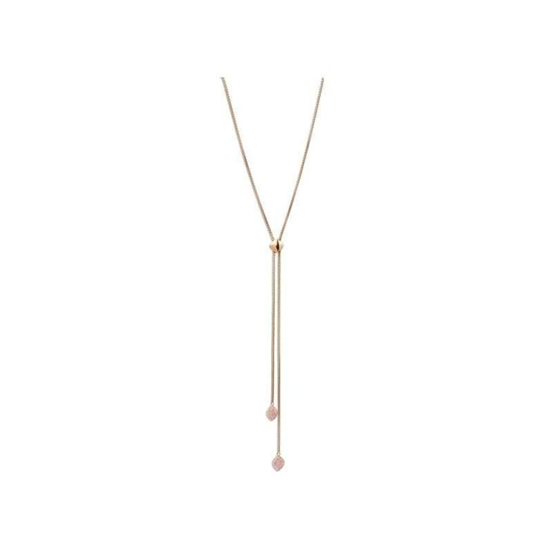 Victoria Rose gold colored pink stone necklace