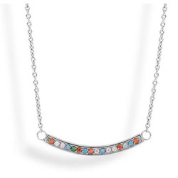 Victoria Colorful Stone Silver Tone Necklace