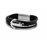 Bracelet en cuir noir avec ancre pour homme Victoria Black